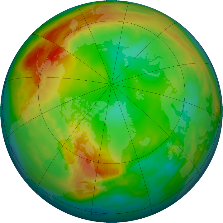 Arctic ozone map for 21 January 1989
